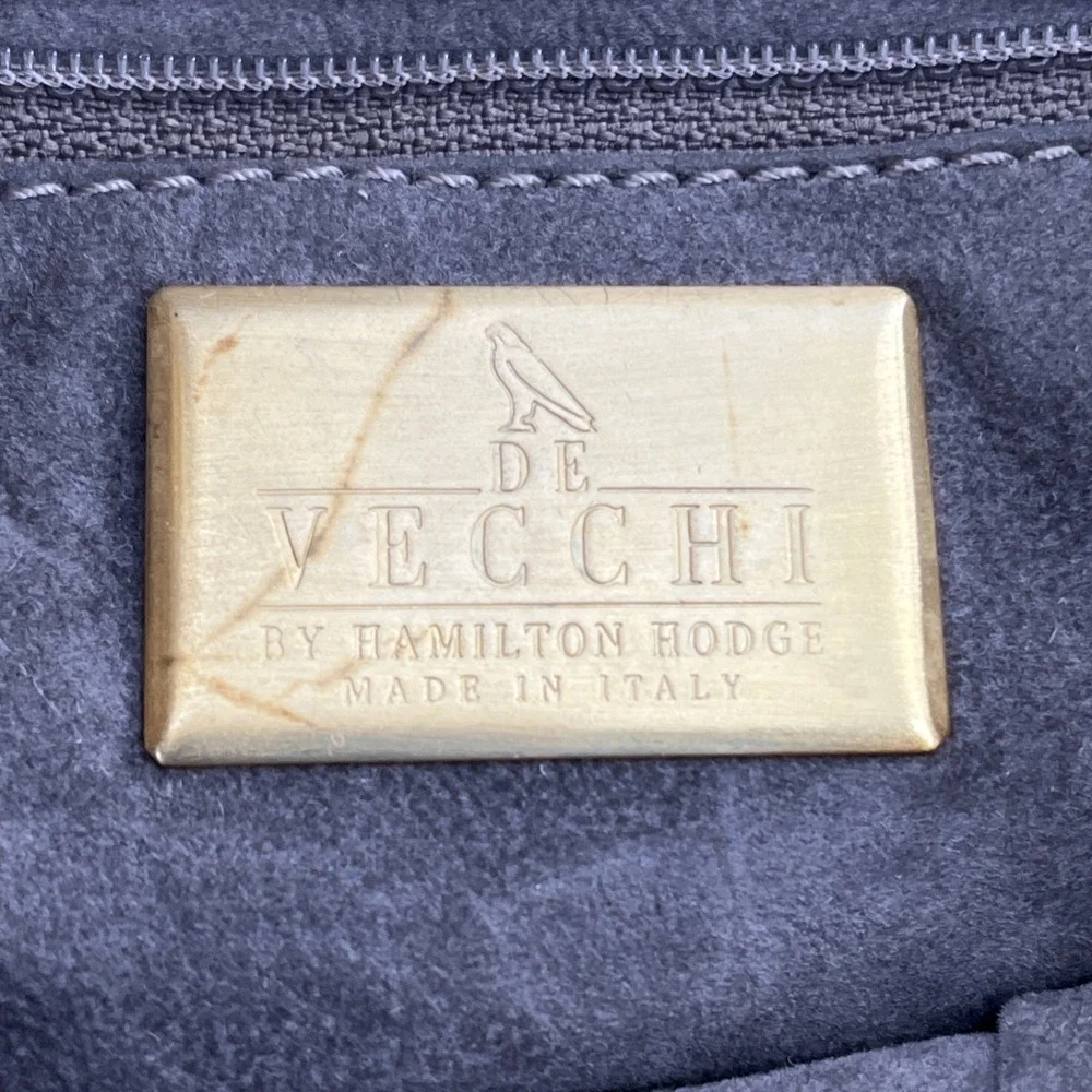 Rare De Vecchi Hamilton Hodge Shoulder Bag Nubuck Leather Gold Chain Strap Taupe
